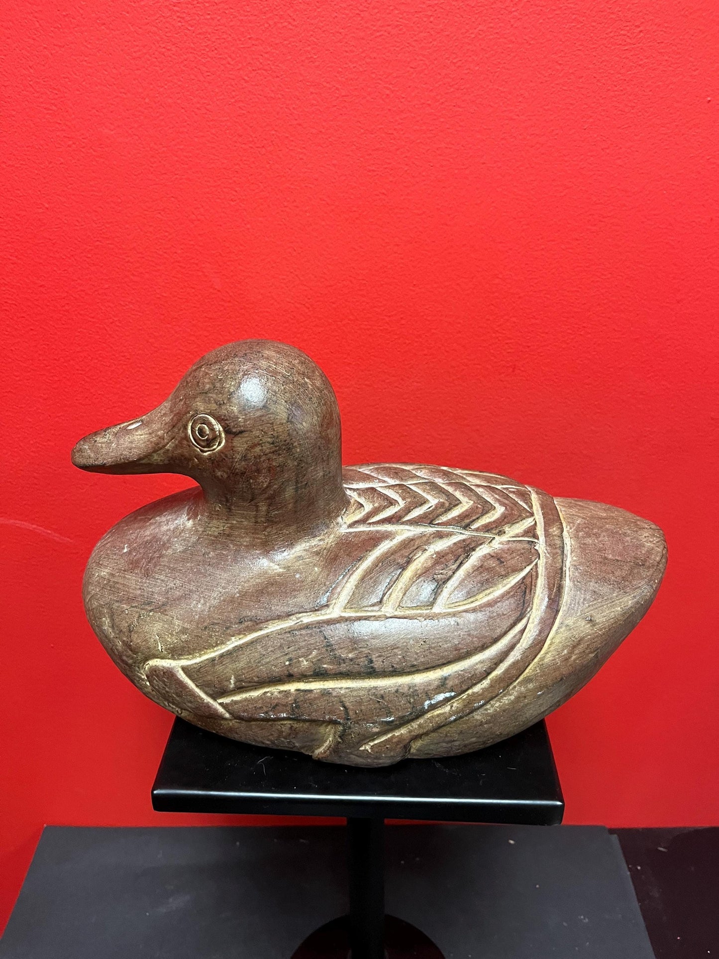 Amazing antique 12 x 9 high terra-cotta pottery statue of a Duck - amazing detail  truly fabulous decor  4.2 kg  wow