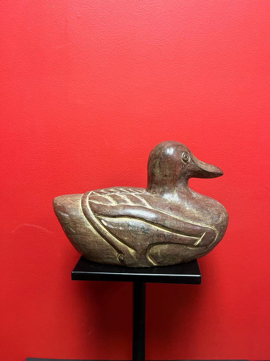 Amazing antique 12 x 9 high terra-cotta pottery statue of a Duck - amazing detail  truly fabulous decor  4.2 kg  wow