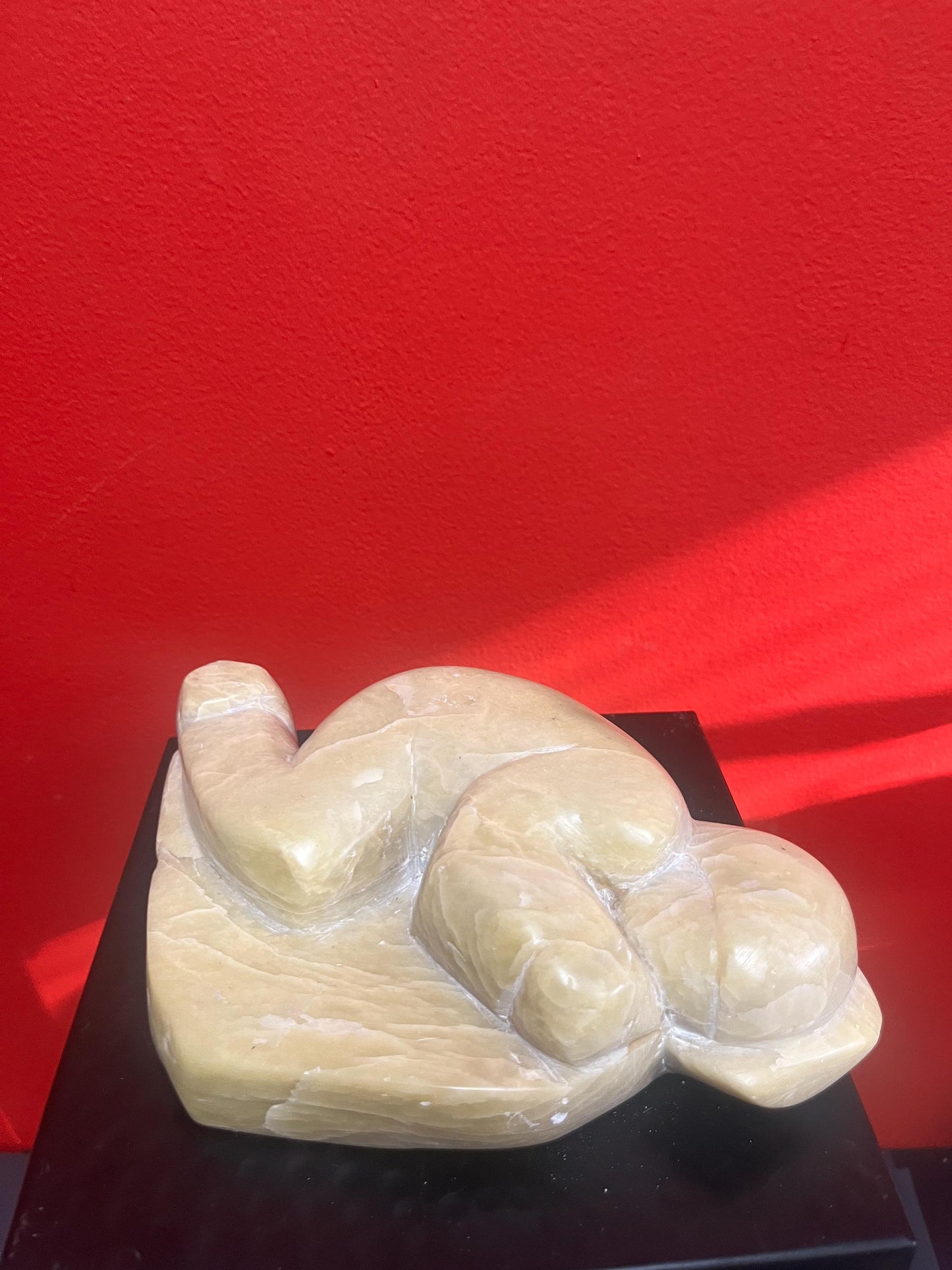 Lovely indigenous Inuit soapstone statue of an Eskimo sleeping   1970s signed  good condition - 9 x 2 high  super gift