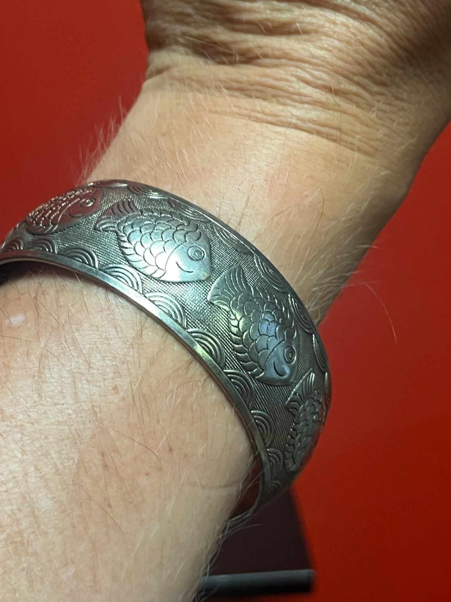 2 1/2 inch wide untested silver fish Cuff