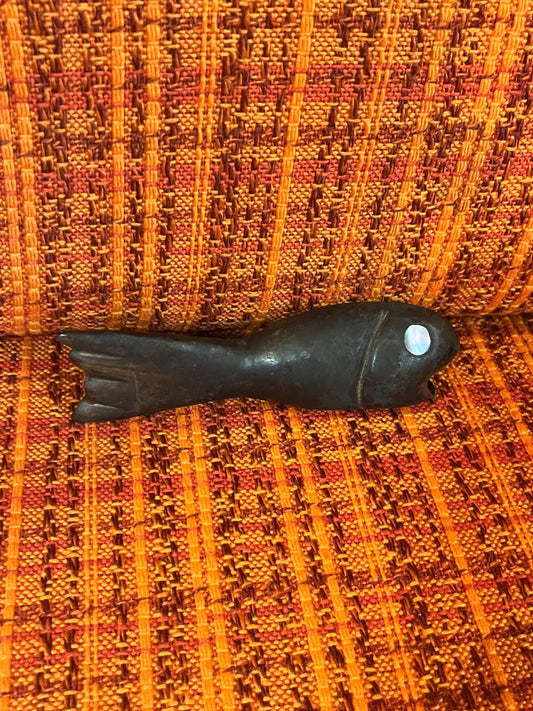 Spectacular 5 inch long early antique indigenous first nations wooden bottle   with new screws  great eyes  wow