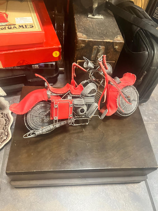 Amazing African 15 inch long 1950s motorcycle made from recycled materials   one of a kind  perfect gift