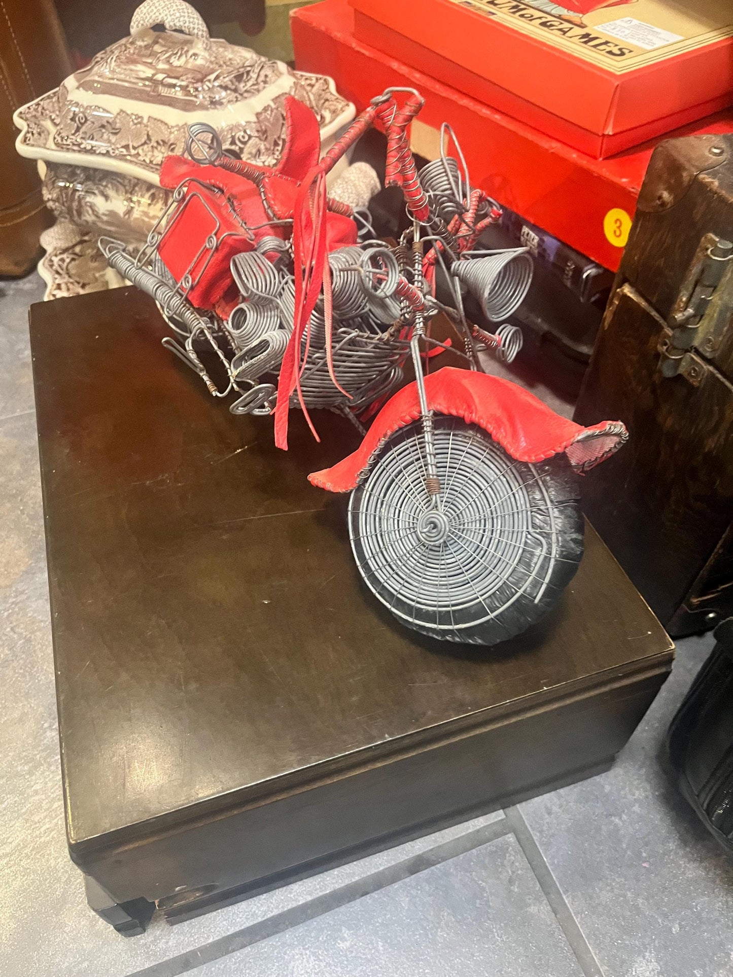 Amazing African 15 inch long 1950s motorcycle made from recycled materials   one of a kind  perfect gift