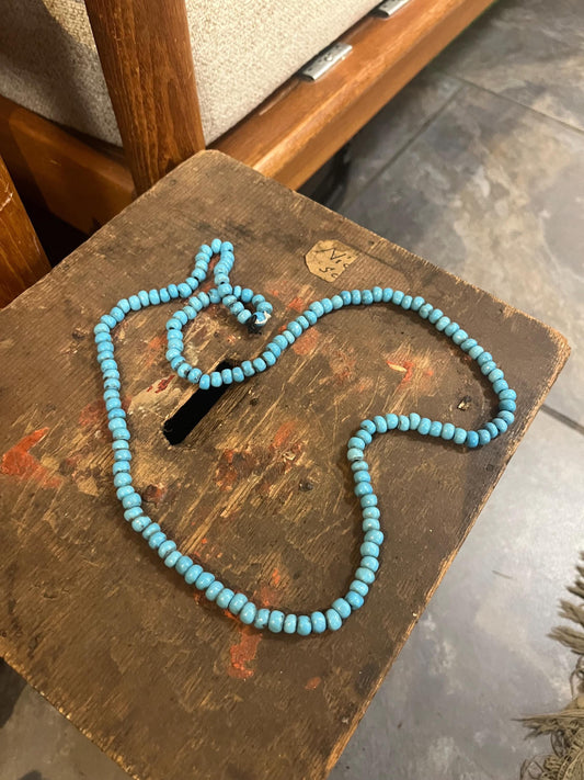 Approx 30 inch long antique Navajo turquoise bead necklace  wonderful quality and great look  value priced and perfect gift