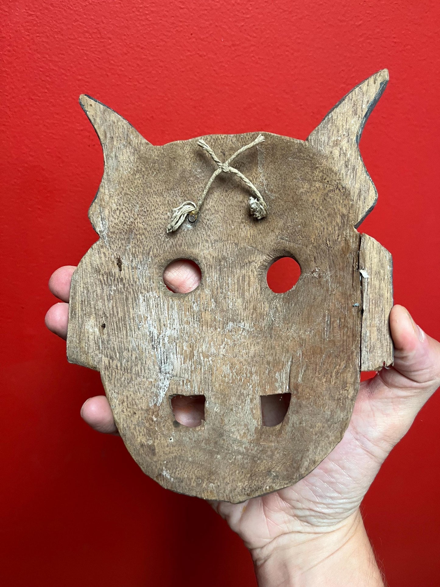 Lovely antique 8 x 6 Tibetan mask with great patina and ready to hang wow   small crack