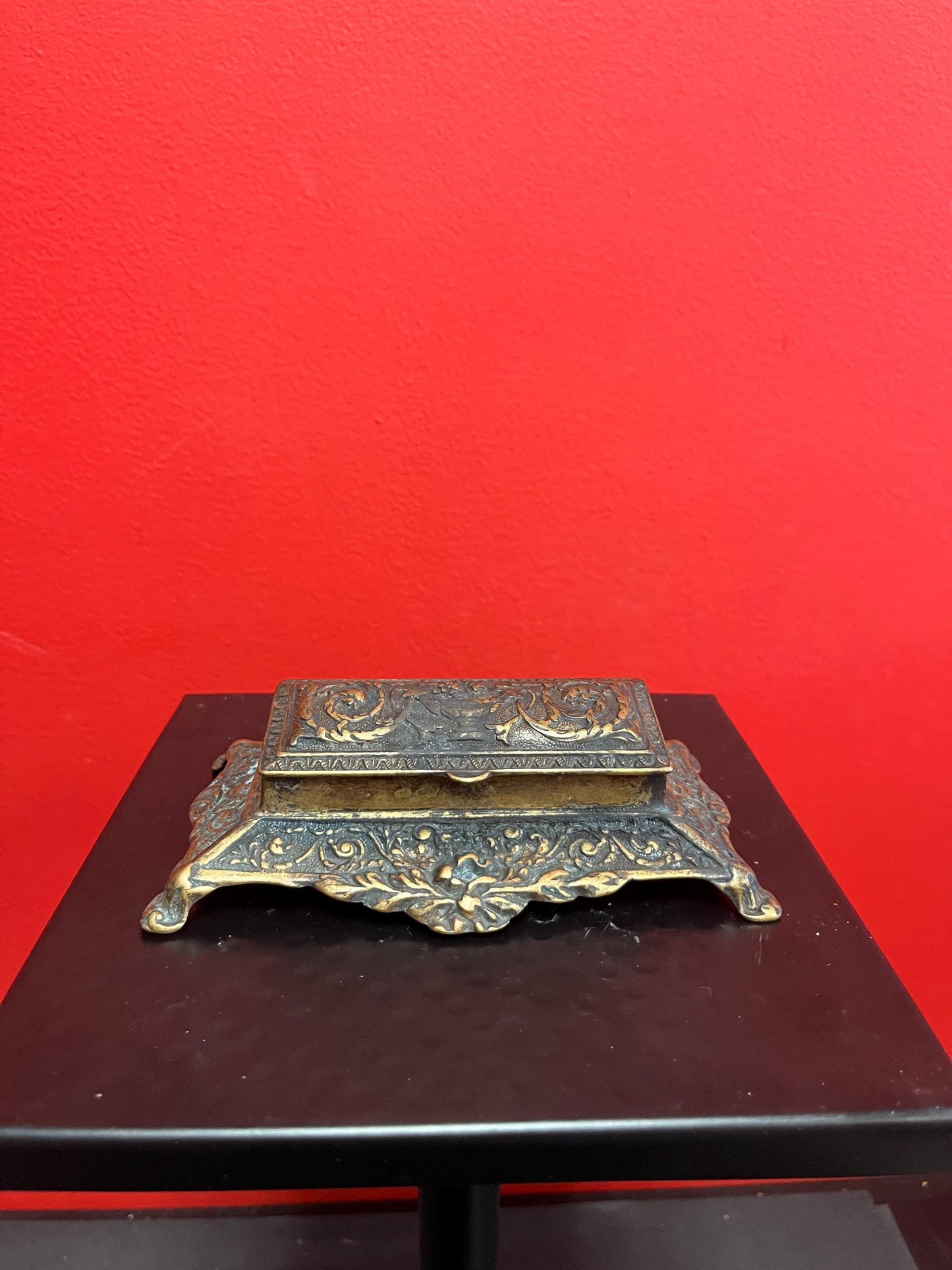 Beautiful brass stamp box holder  6 x 3 x 2 high  great gift