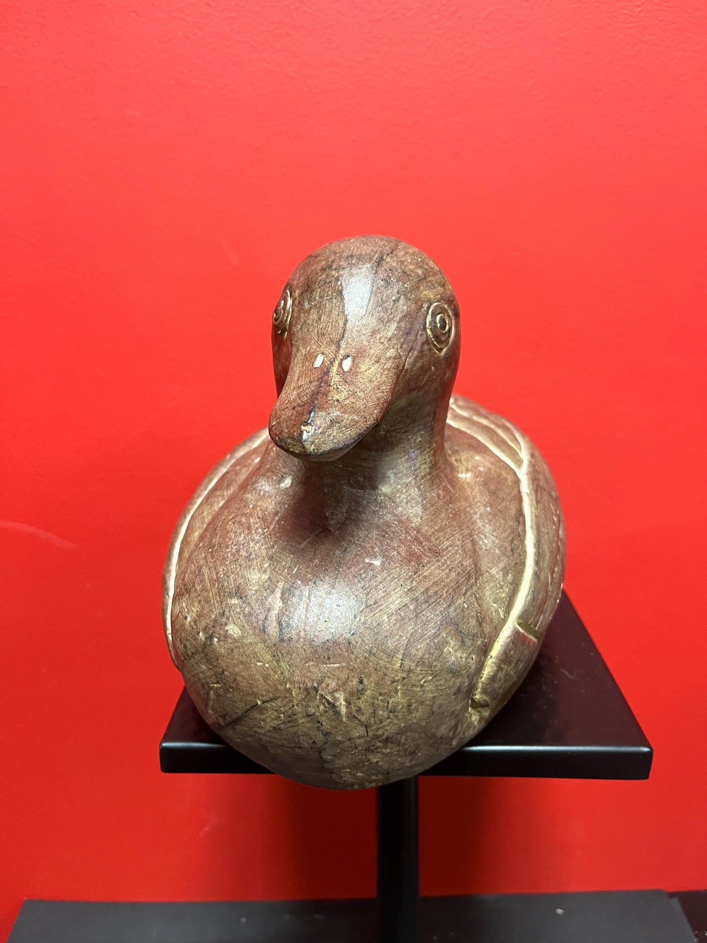 Amazing antique 12 x 9 high terra-cotta pottery statue of a Duck - amazing detail  truly fabulous decor  4.2 kg  wow