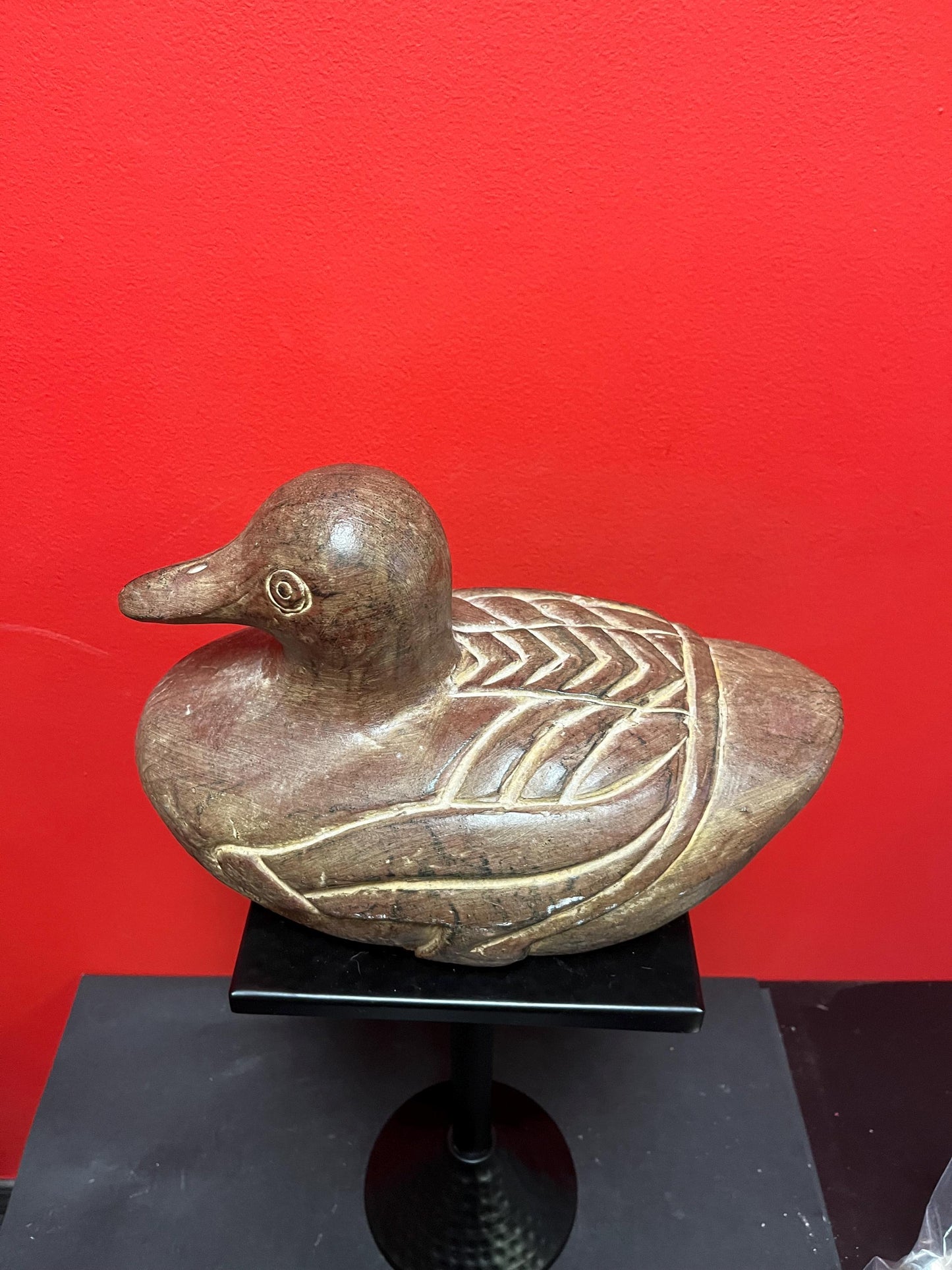 Amazing antique 12 x 9 high terra-cotta pottery statue of a Duck - amazing detail  truly fabulous decor  4.2 kg  wow