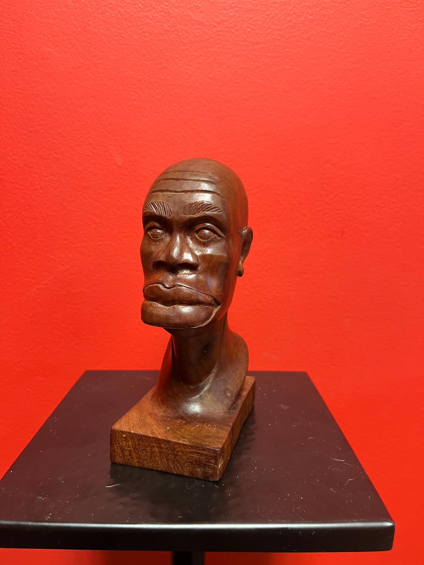 Beautiful 7 inch tall wonderfully carved statue of an African mans head  simple and elegant