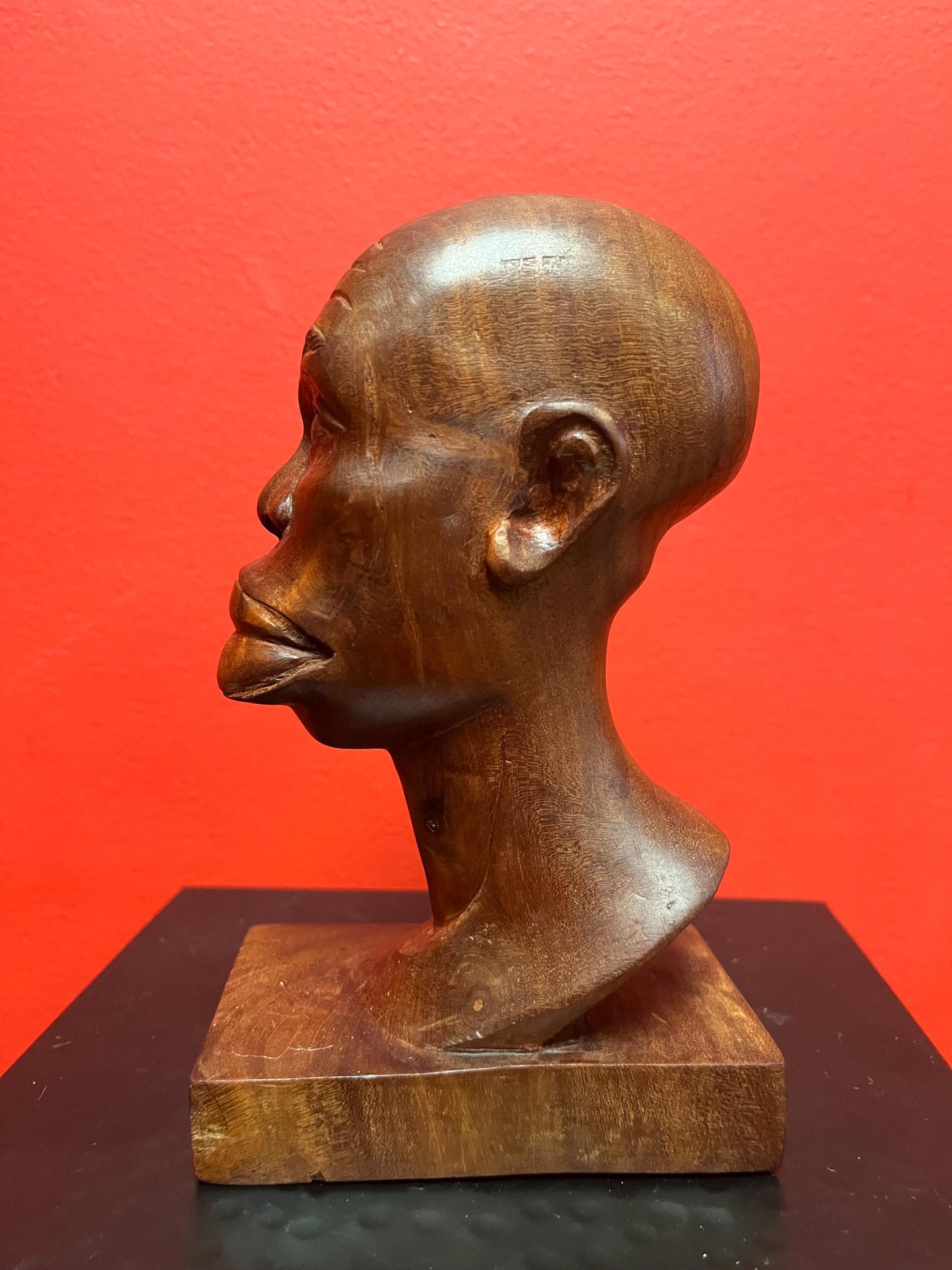 Beautiful 7 inch tall wonderfully carved statue of an African mans head  simple and elegant