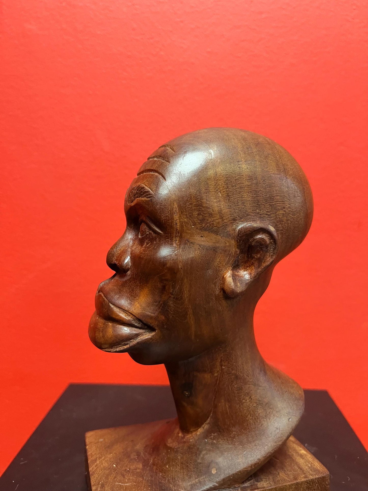 Beautiful 7 inch tall wonderfully carved statue of an African mans head  simple and elegant