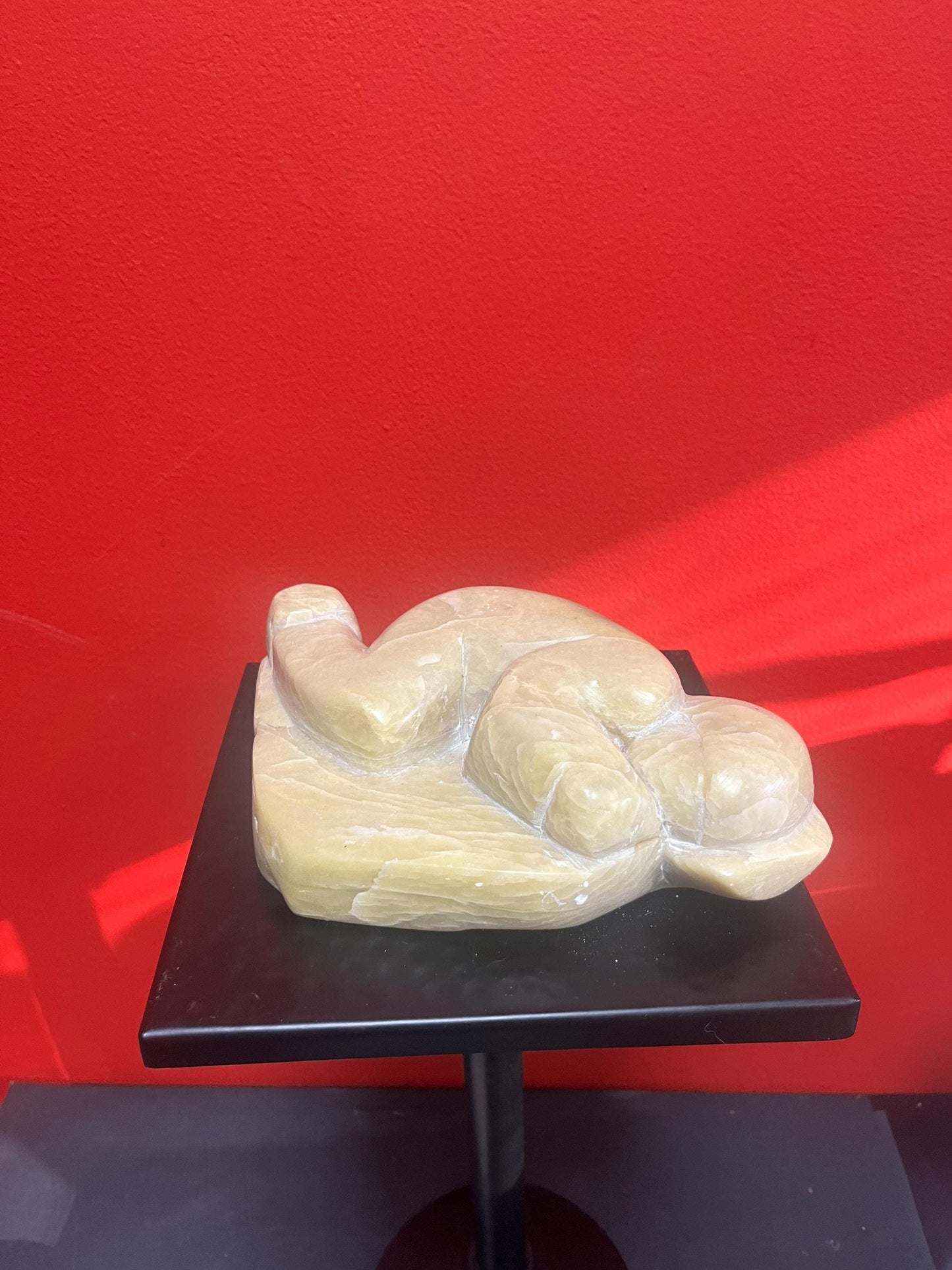 Lovely indigenous Inuit soapstone statue of an Eskimo sleeping   1970s signed  good condition - 9 x 2 high  super gift