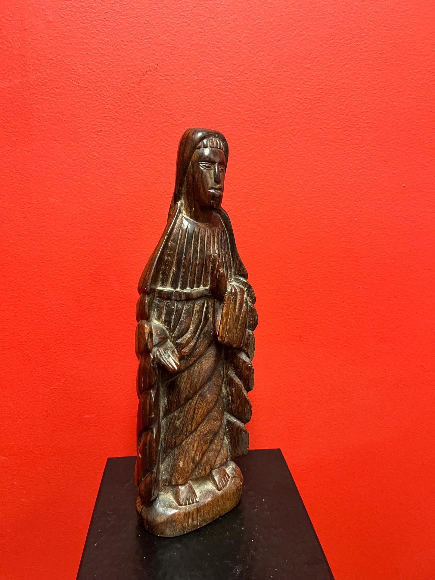 Antique African statue of religious person- 13 inches tall with great detail  believed to be depicting Jesus great patina  super gift