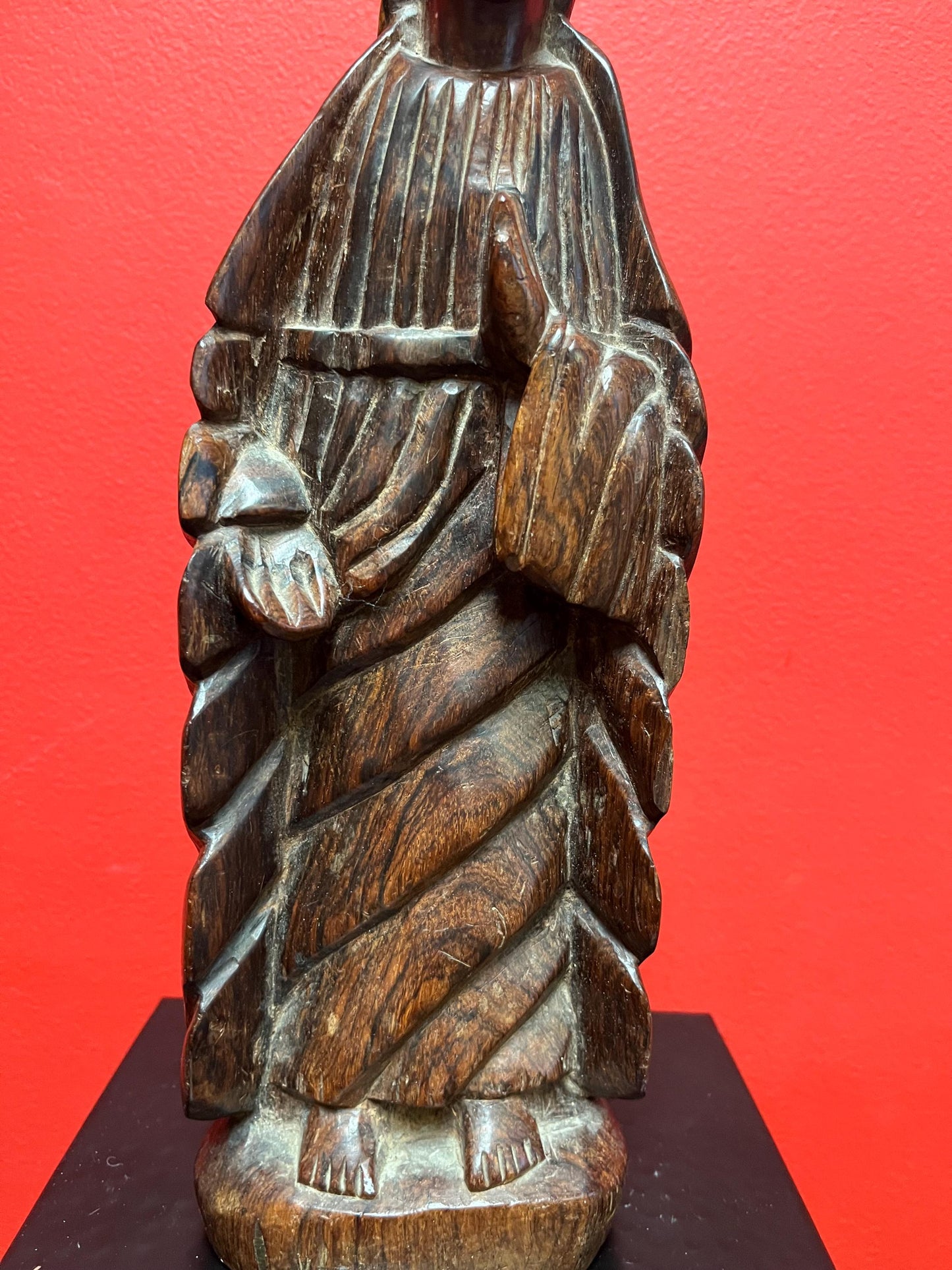 Antique African statue of religious person- 13 inches tall with great detail  believed to be depicting Jesus great patina  super gift