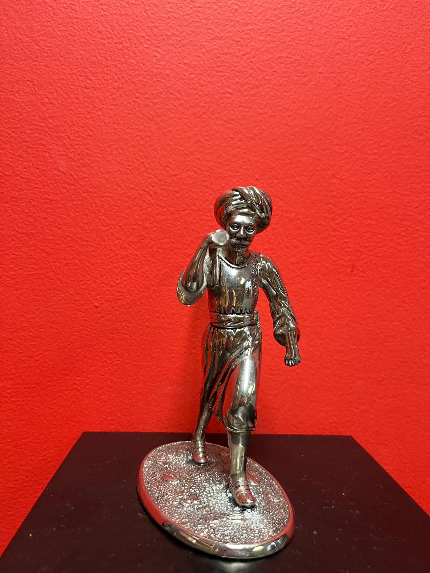 6 inch silver statue (untested) of an Arab man  wonderful detail - gift alert