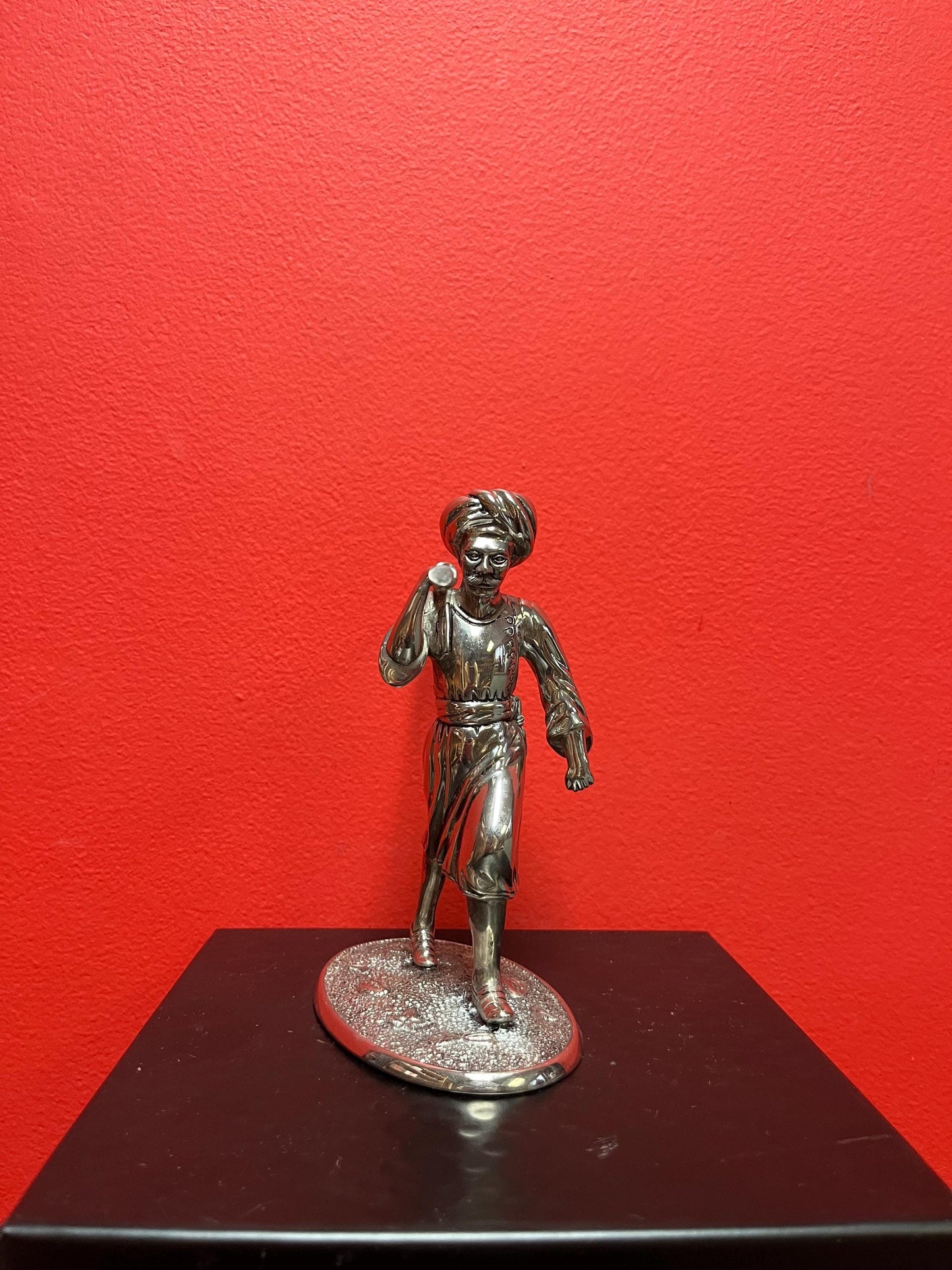 6 inch silver statue (untested) of an Arab man  wonderful detail - gift alert