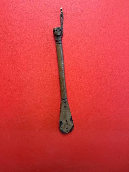 Amazing museum quality late 19th century 18 inch oceanic war club with figural head  great patina