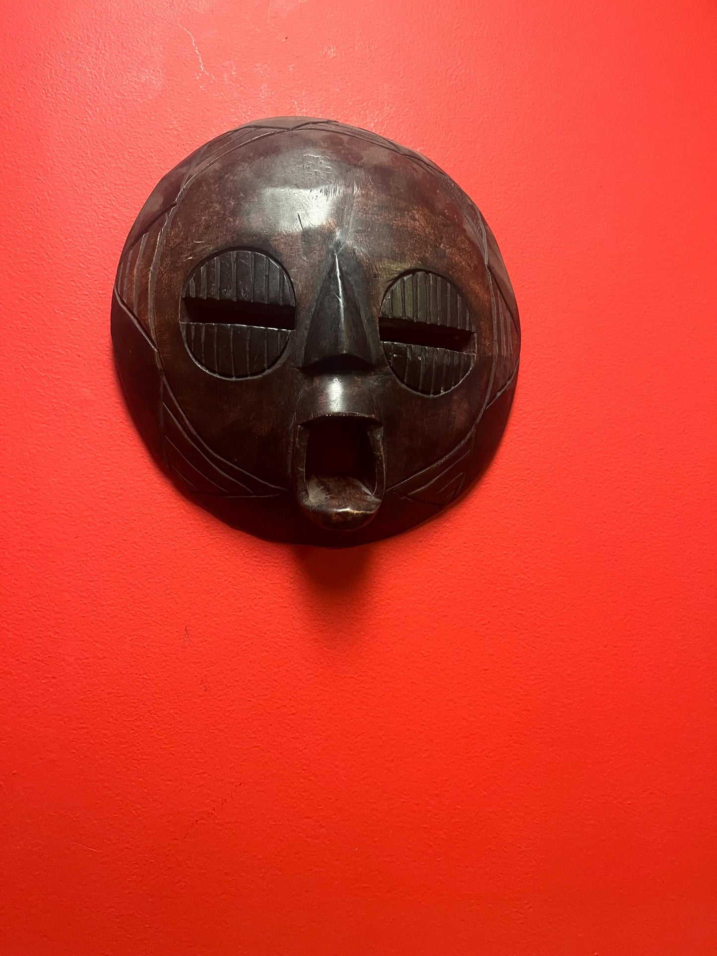 Authentic 11 inch African Ghana mask  great condition and beautiful patina  super value -