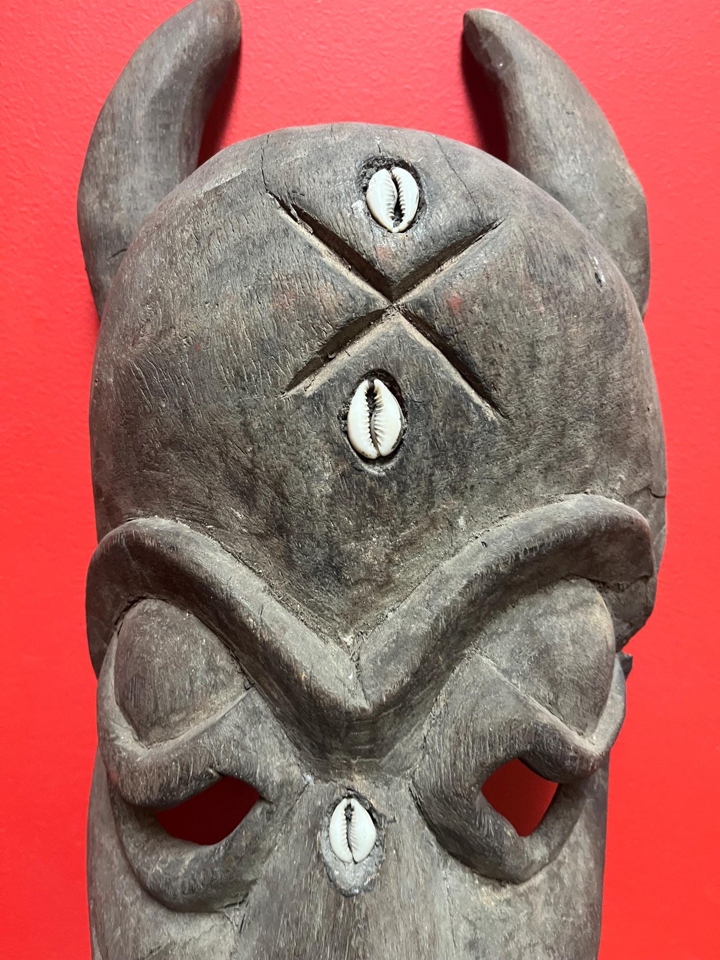 26 x 9 inch fabulous 1950s African Tanzanian artefact mask  Great condition and wonderful patina  From important collection -wow