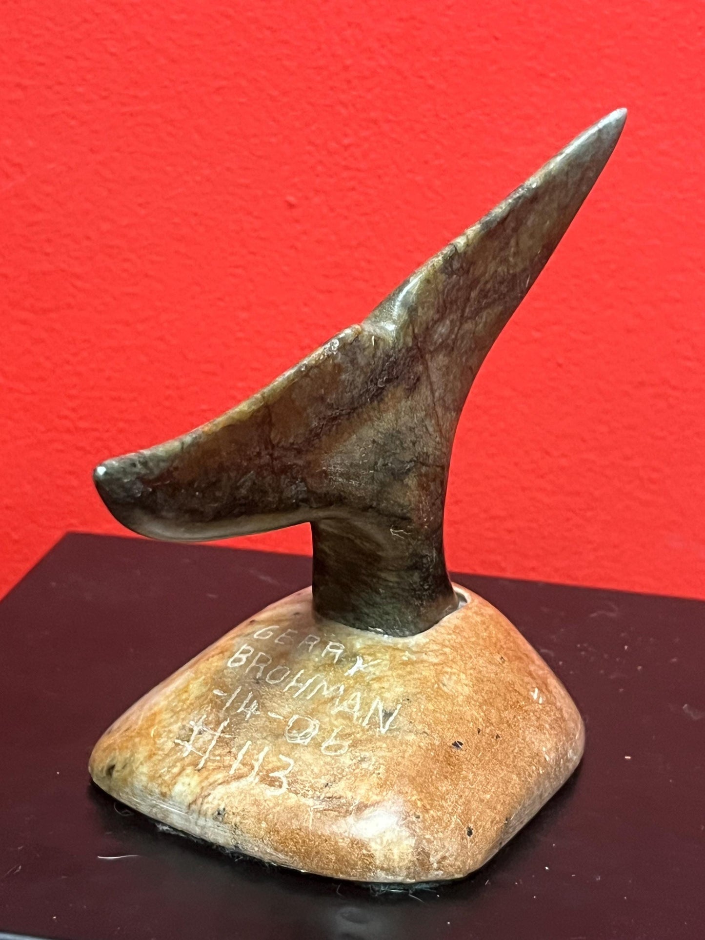 Lovely signed indigenous Inuit soapstone statue of a killer whales tail 6 x 6“ in perfect condition and wonderful detail