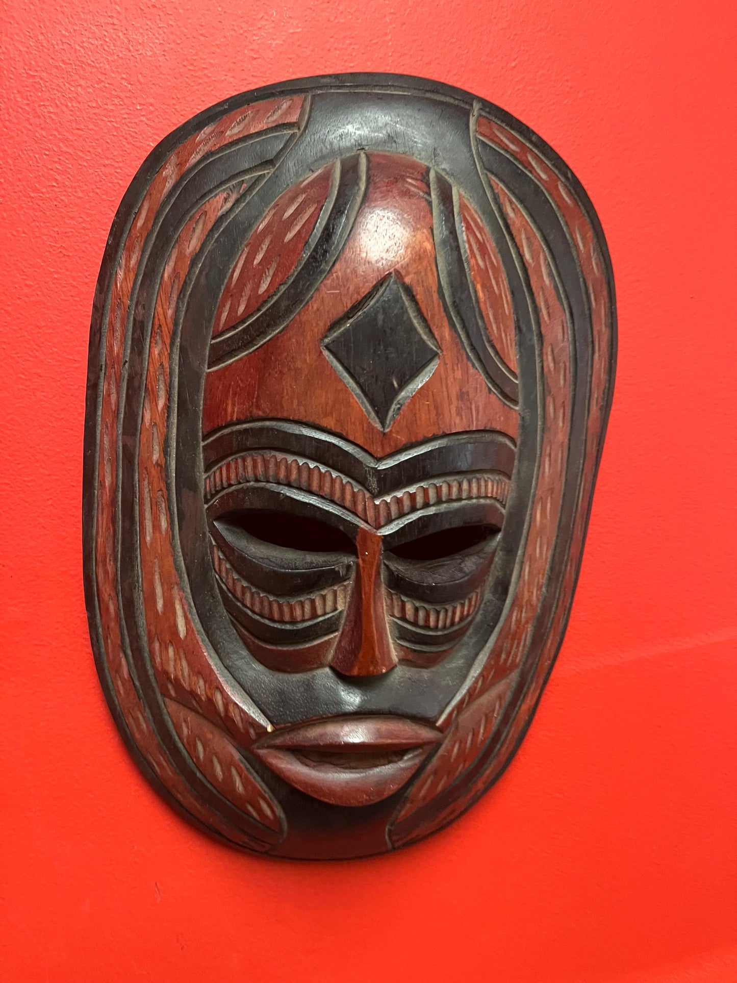 16 x 10 inch wide African mask  nicely done  good value