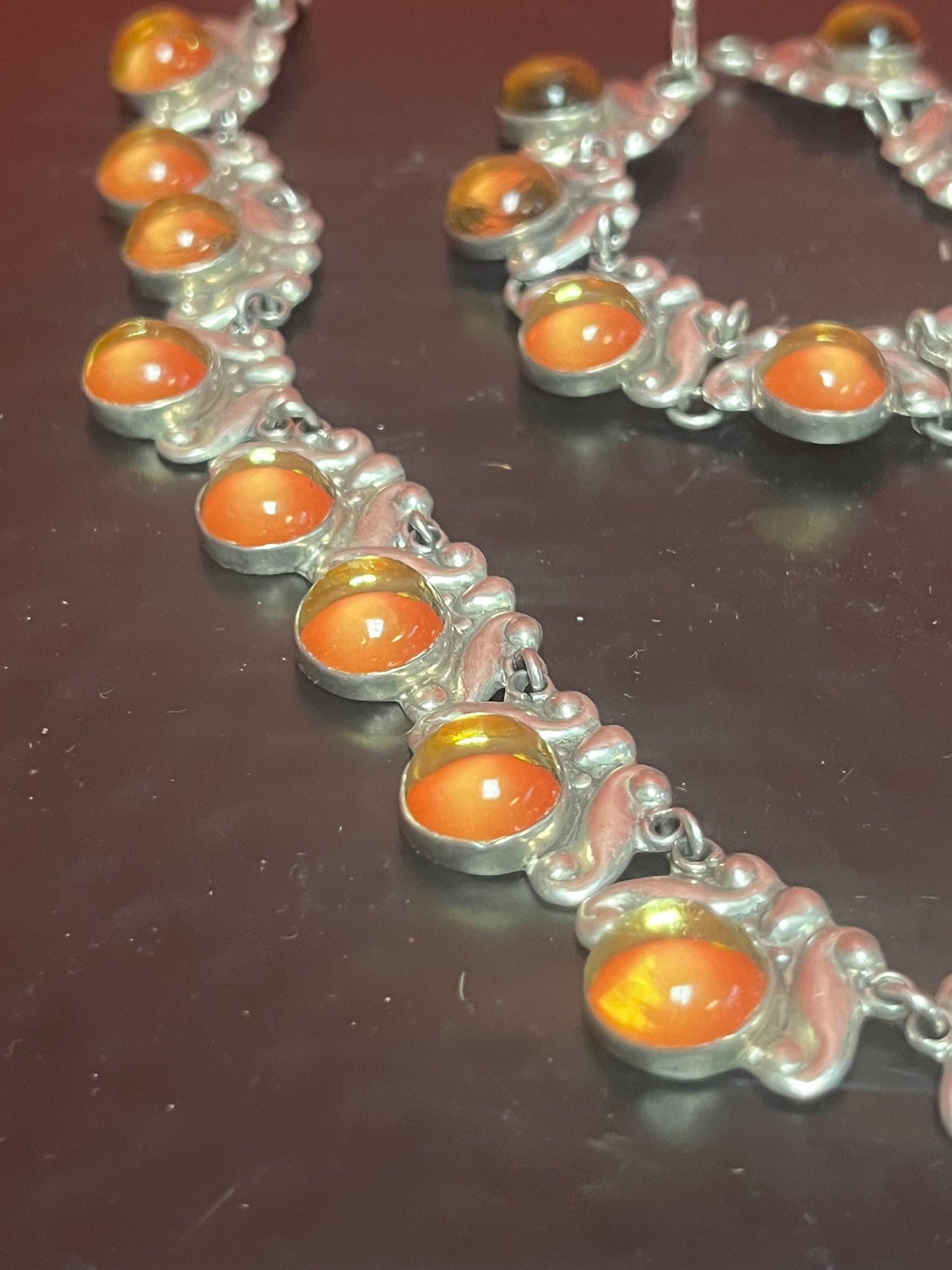 Absolutely beautiful signed Sterling silver 17 inch necklace  and 8 inch bracelet with citrine stones! Very heavy quality  great value