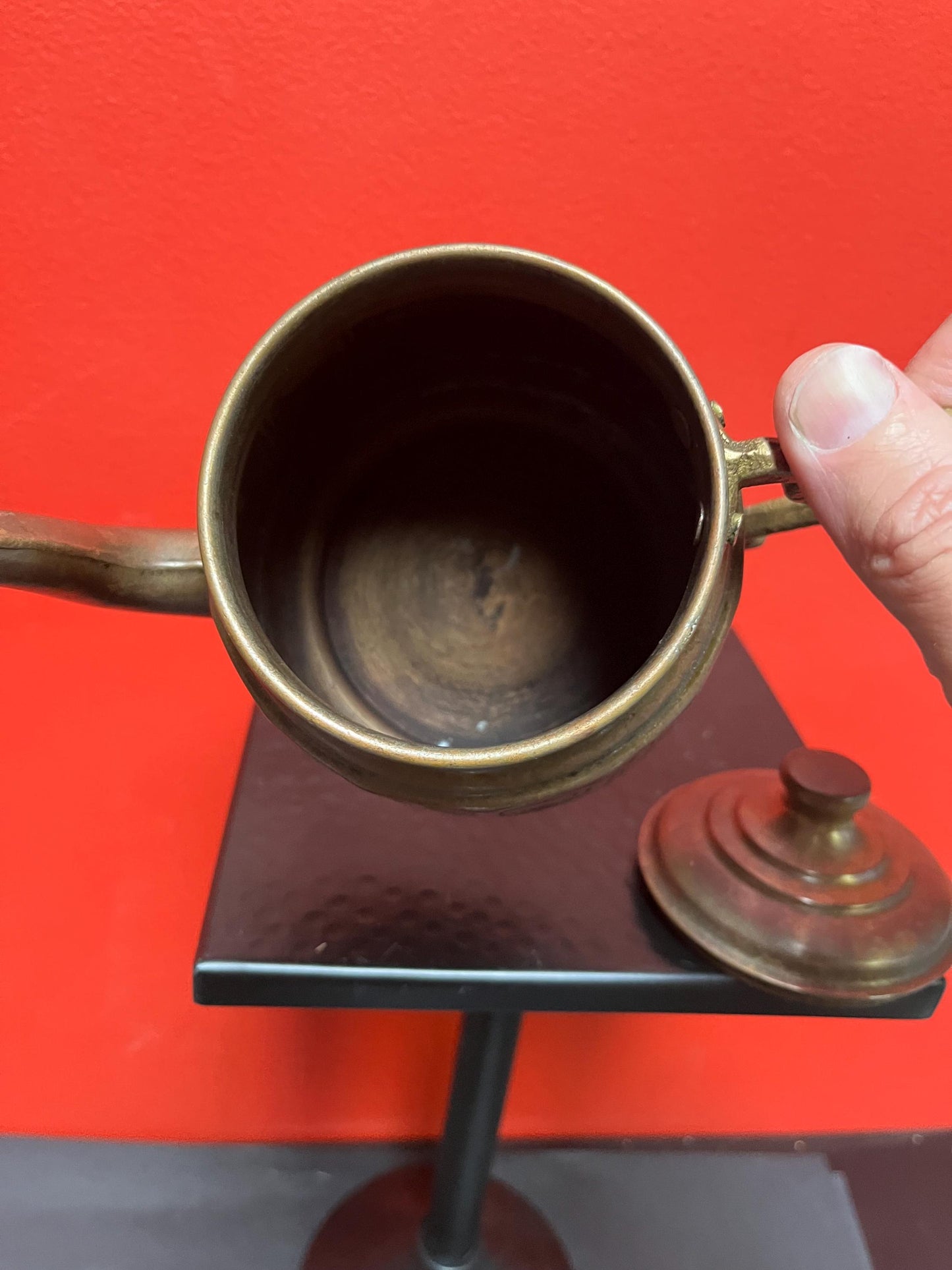 7x 6 inch high antique Persian copper teapot with brass handle ready to use  and beautiful detail  great gift