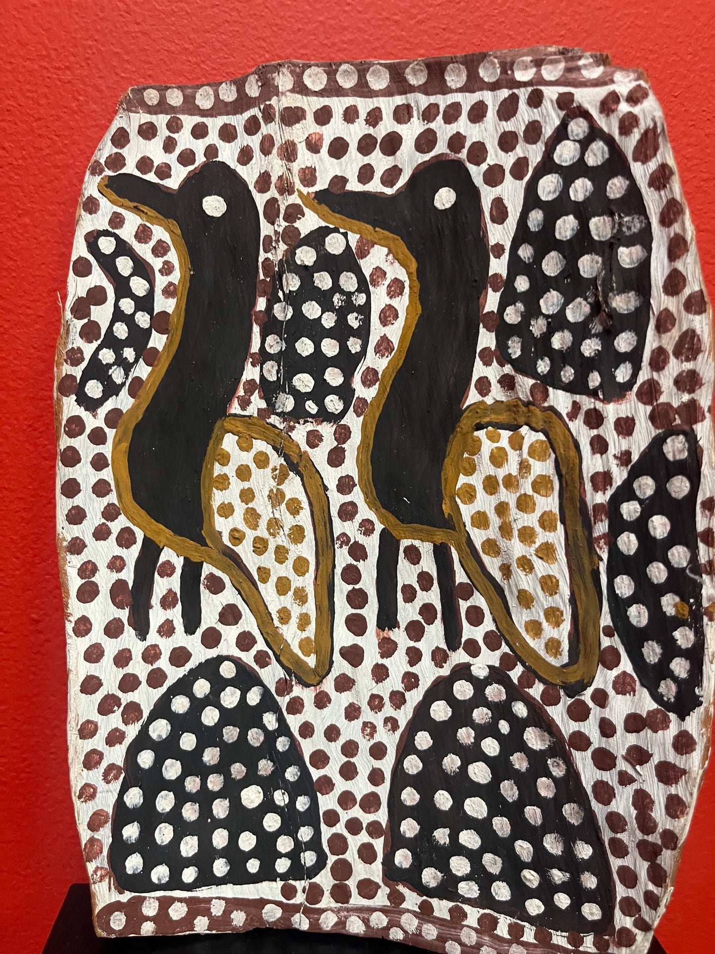 Exquisite museum quality 9 x 7 Australian aboriginal painting on Bark by famous artist LILLY KARADADA  Google her  wow - Australian art