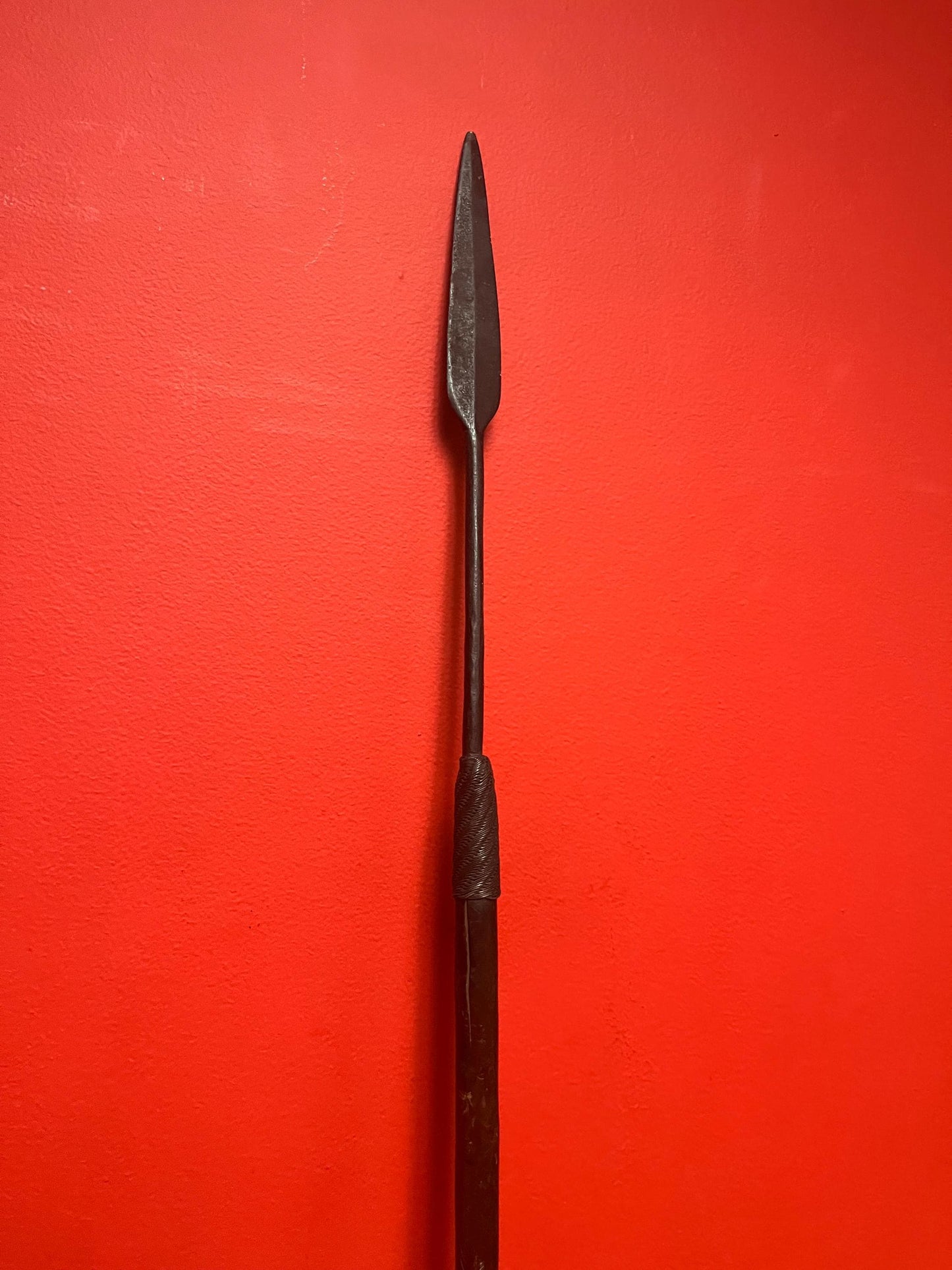 Lovely 19 century 4 foot African tribal spear and amazing patina  great gift or collection  real deal