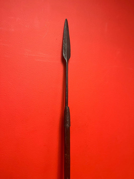 Lovely 19 century 4 foot African tribal spear and amazing patina  great gift or collection  real deal