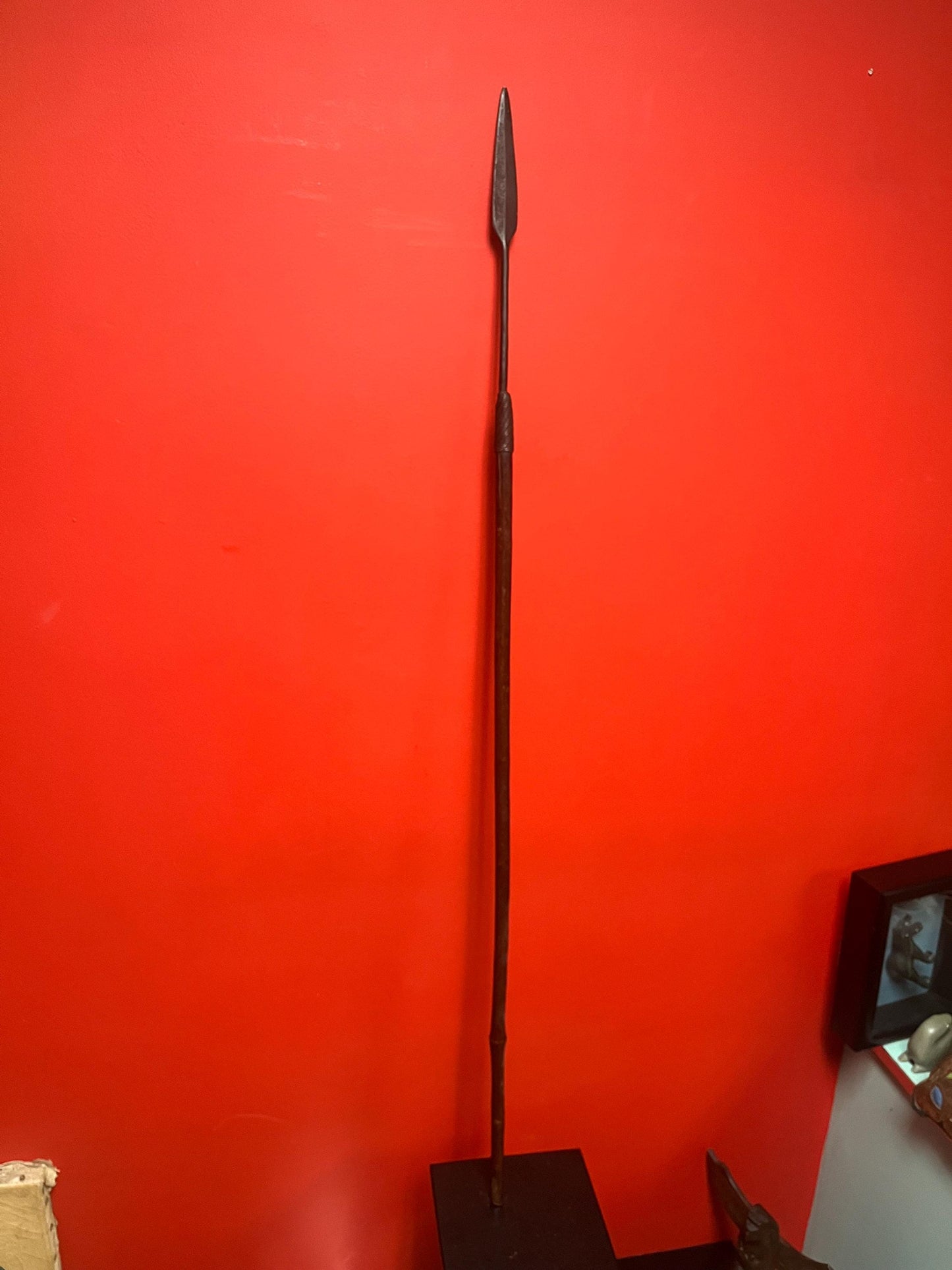 Lovely 19 century 4 foot African tribal spear and amazing patina  great gift or collection  real deal