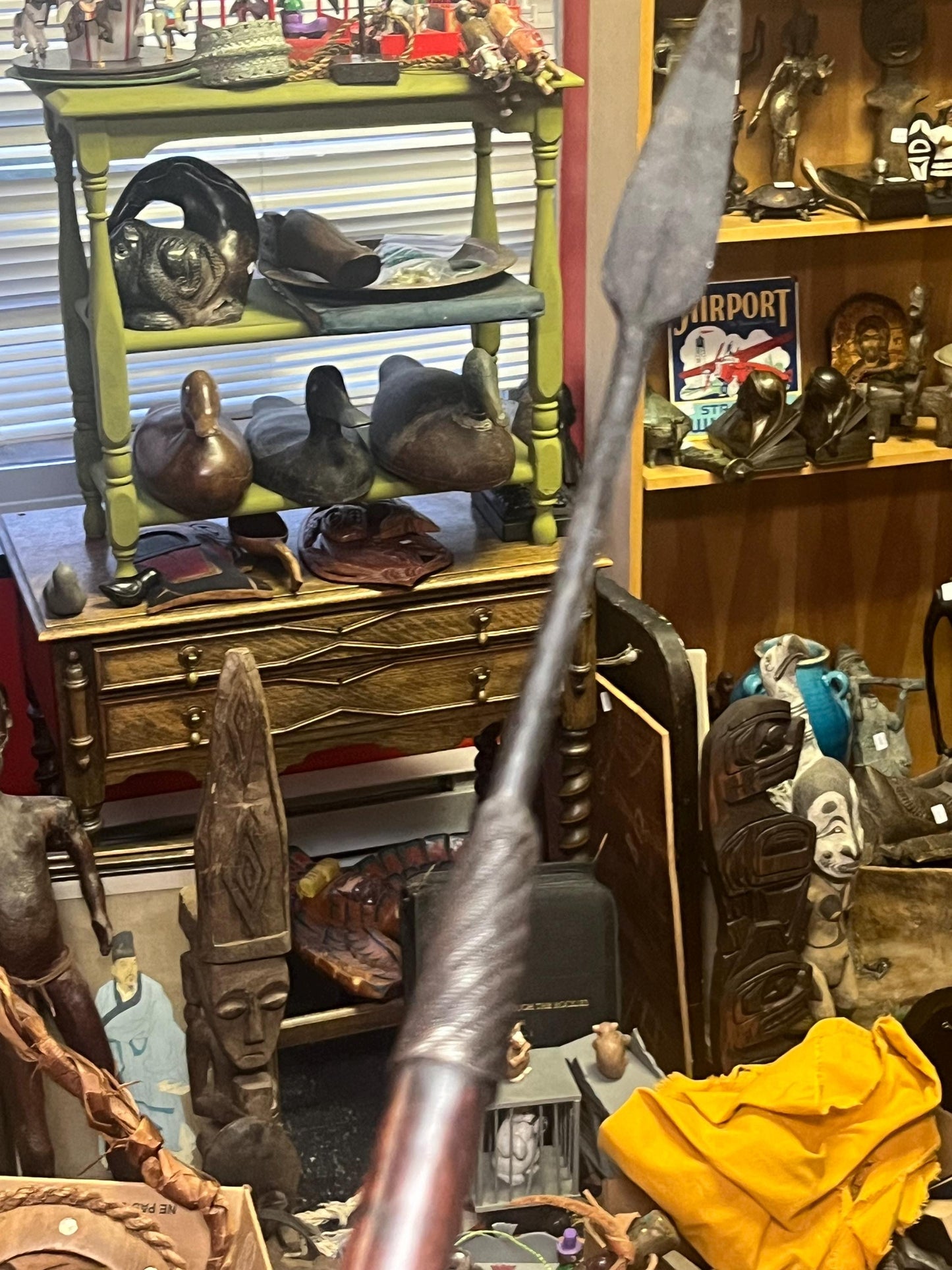 Lovely 19 century 4 foot African tribal spear and amazing patina  great gift or collection  real deal