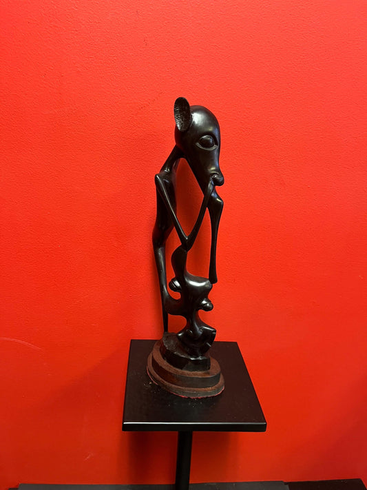 Exceptional 16 inch tall  old African Makonde wooden statue in fabulous condition  really wonderful piece