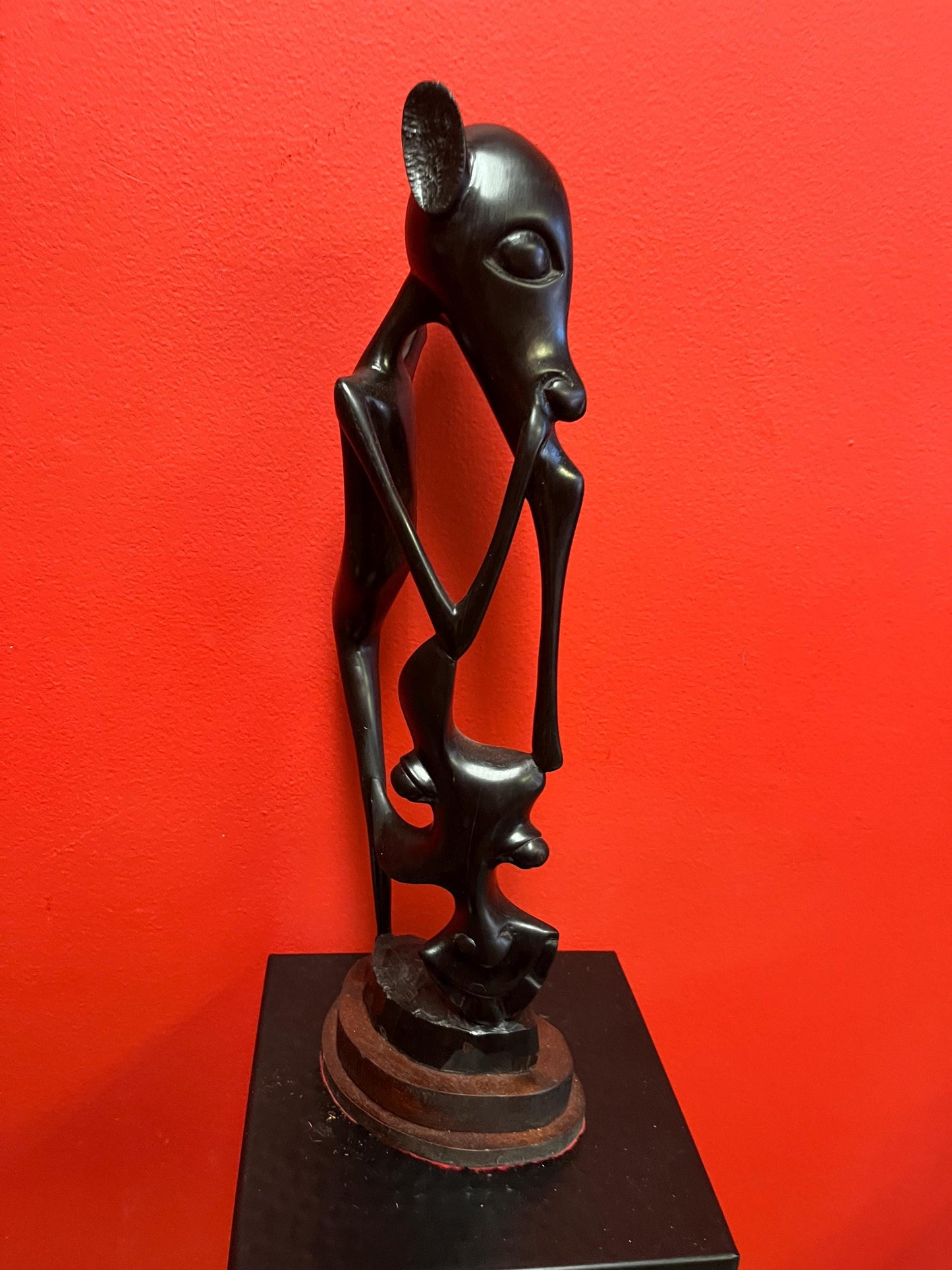 Exceptional 16 inch tall  old African Makonde wooden statue in fabulous condition  really wonderful piece