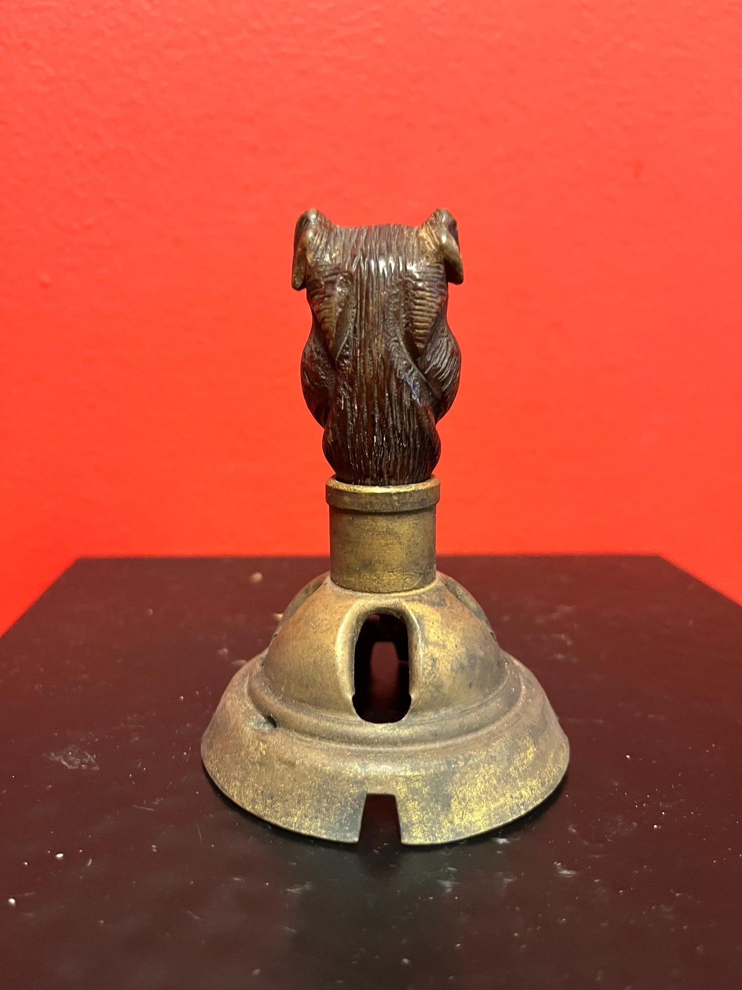 Beautiful little 3 inch long carved wooden dog  knob  comes with a married stand and is great decoration or you could use it