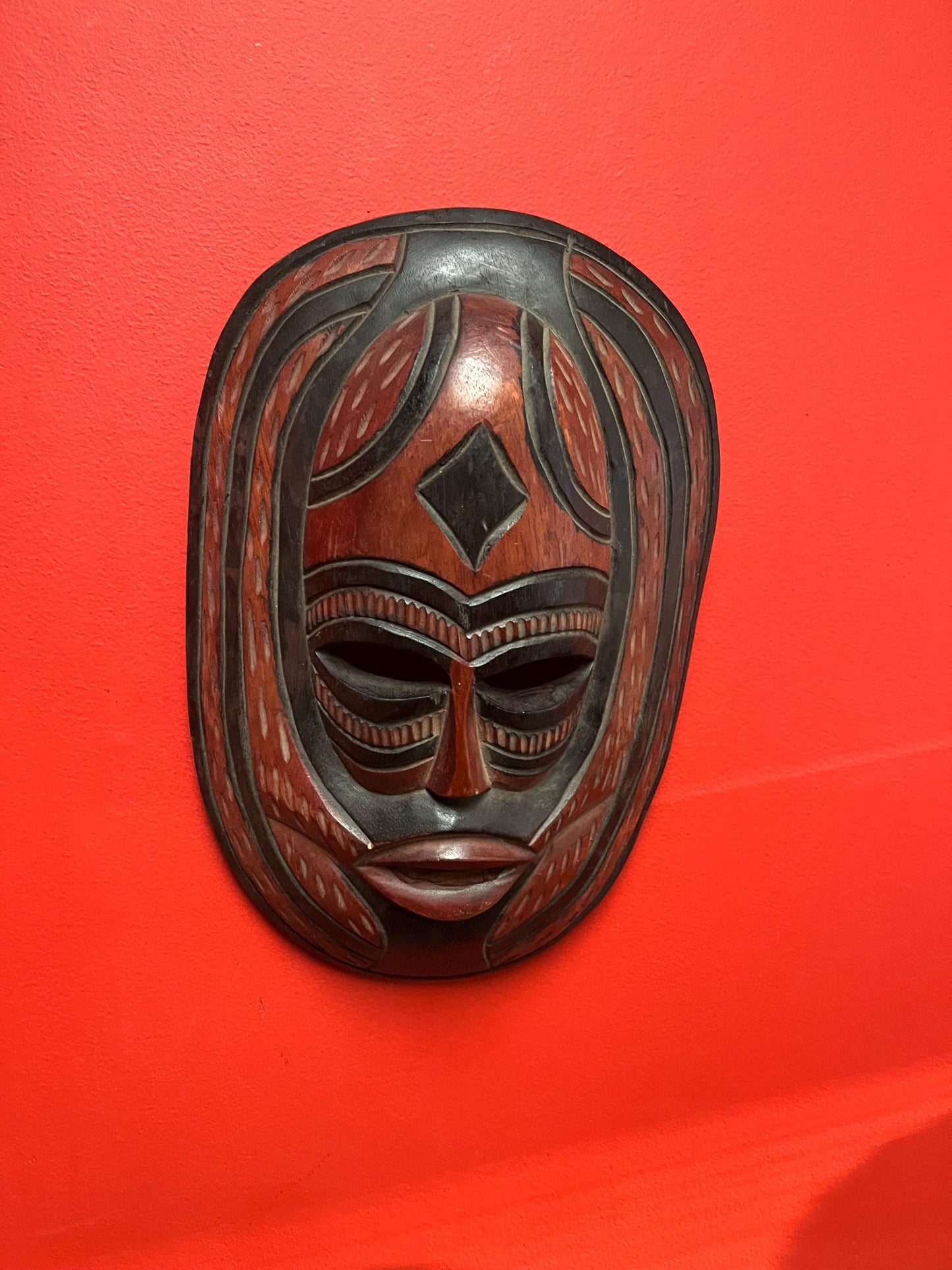 16 x 10 inch wide African mask  nicely done  good value