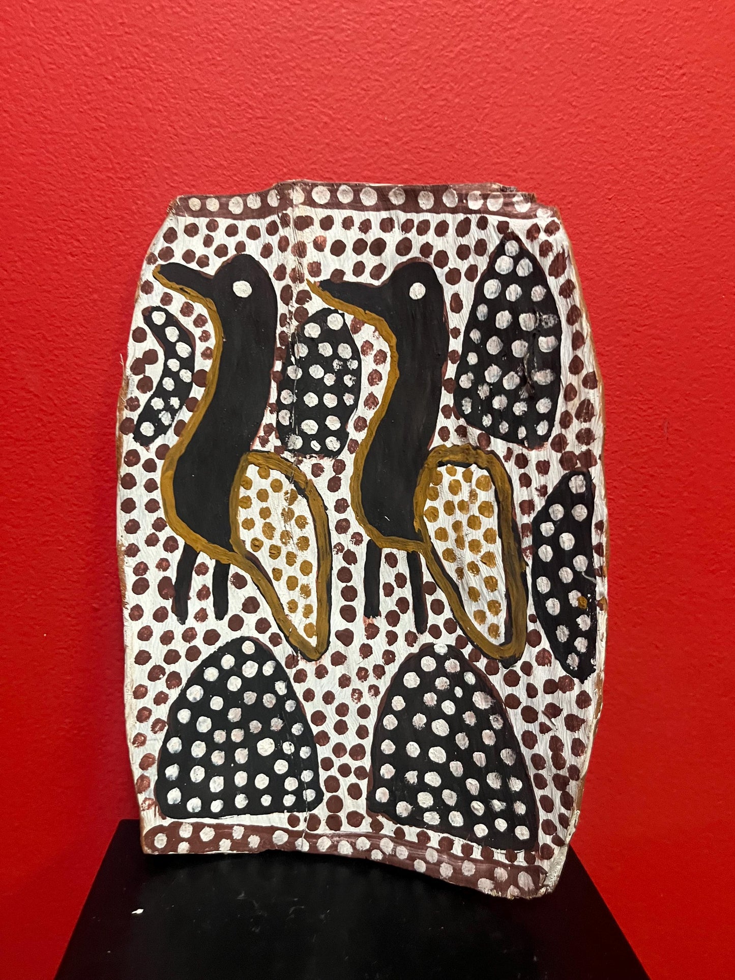 Exquisite museum quality 9 x 7 Australian aboriginal painting on Bark by famous artist LILLY KARADADA  Google her  wow - Australian art