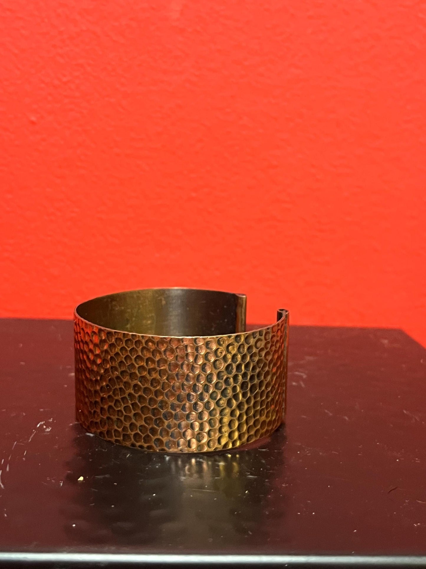 Beautiful 2.5 inch wide vintage copper hammered bracelet Cuff- fits various size wrists