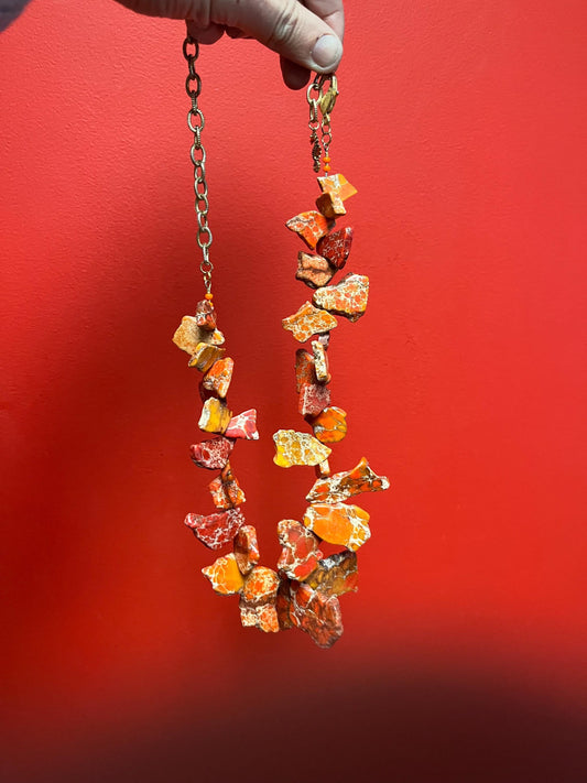 Approximately 29 inch long stunning stone necklace   so unique and original and would make great gift