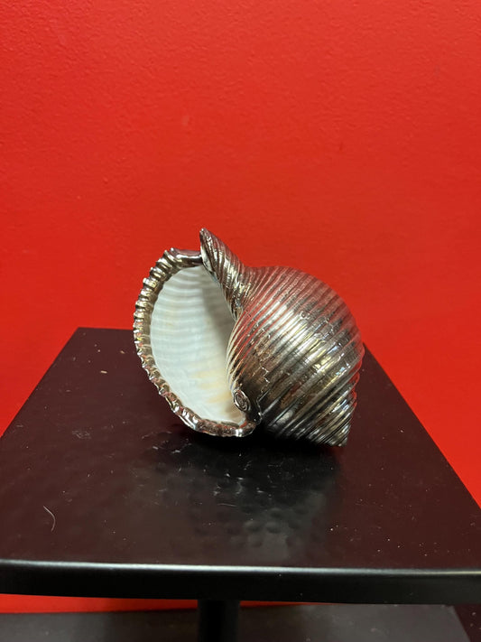 Beautiful 5 inch long Italian signed silver covered  shell