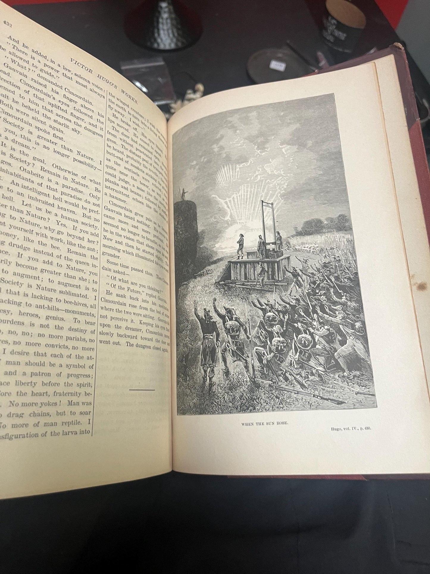 Beautiful 19 century Victor Hugo works volume four  TOILERS of the sea  - New York  fairly good condition - 437 pages  wow