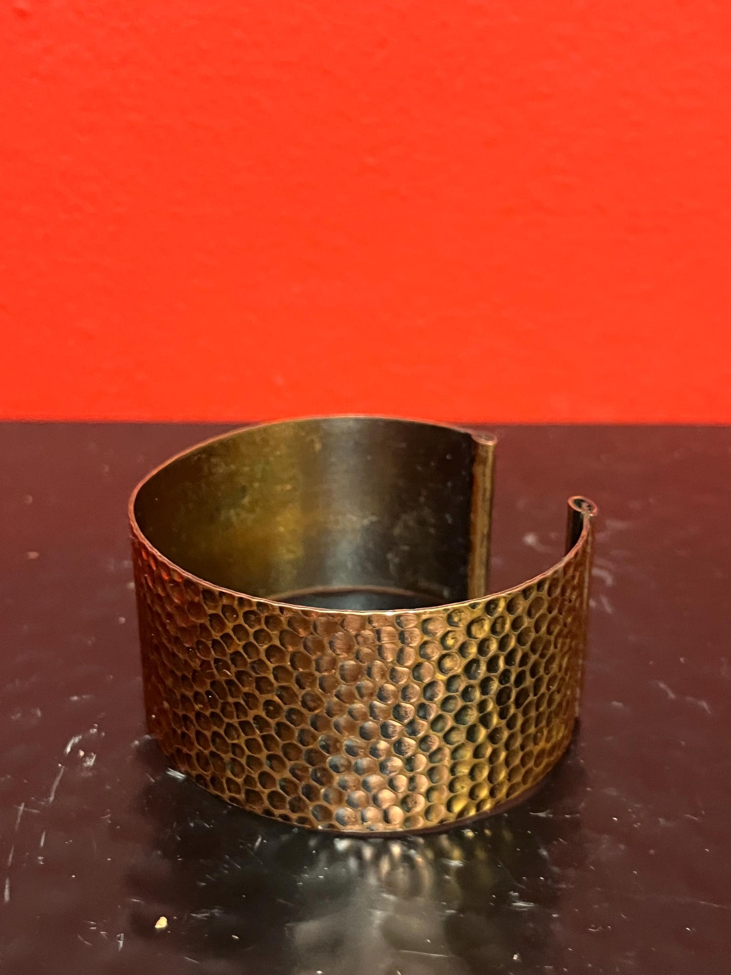 Beautiful 2.5 inch wide vintage copper hammered bracelet Cuff- fits various size wrists