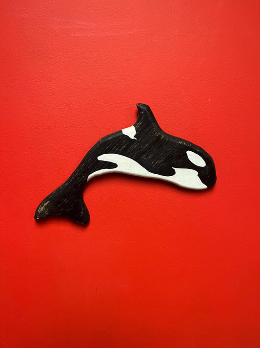 Very cool 16 x 6“ tall vintage Vancouver Island made killer whale plaque  beautiful look  Canadian killer whale  great gift - FOLK ART