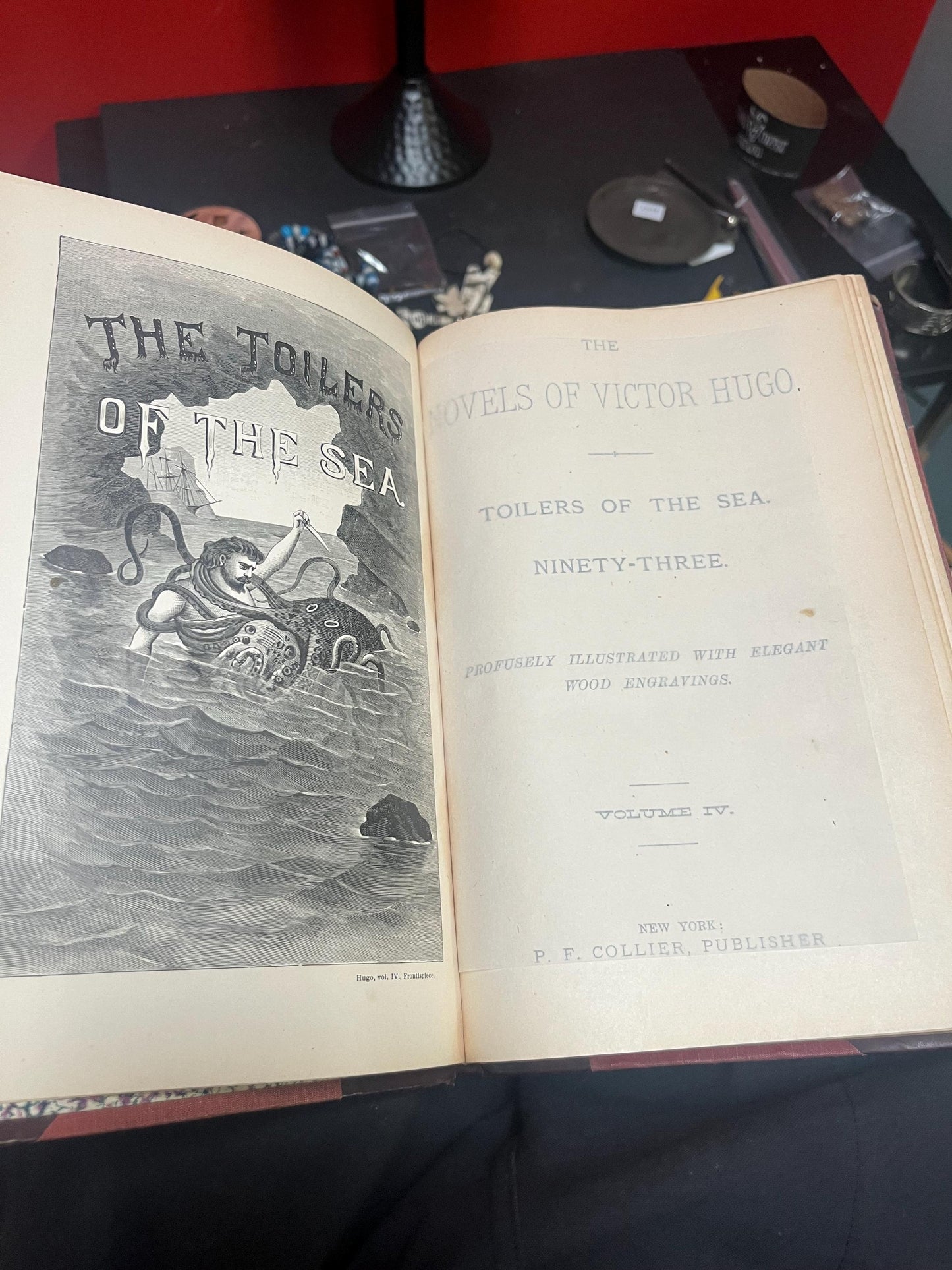 Beautiful 19 century Victor Hugo works volume four  TOILERS of the sea  - New York  fairly good condition - 437 pages  wow