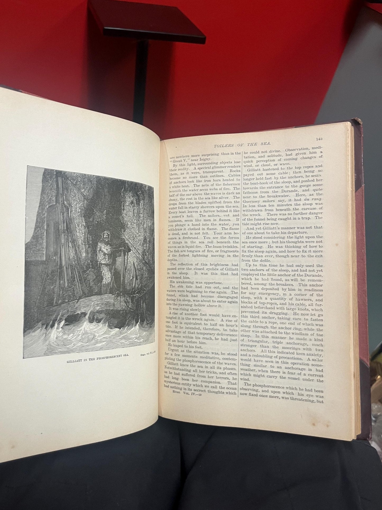 Beautiful 19 century Victor Hugo works volume four  TOILERS of the sea  - New York  fairly good condition - 437 pages  wow