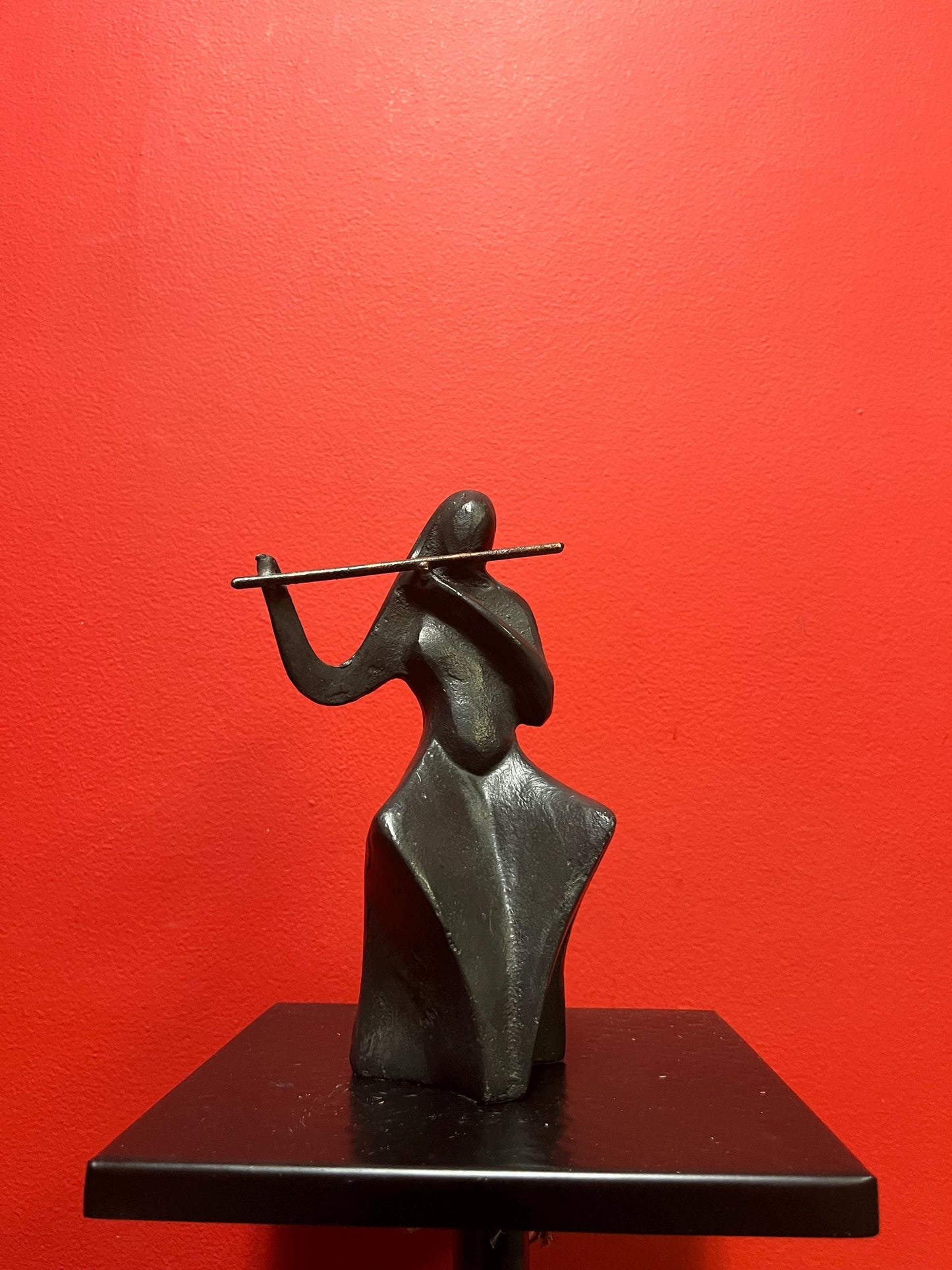 9 inch tall bronze musician  simplistic beauty  heavy and wonderful patina  great value  great gift