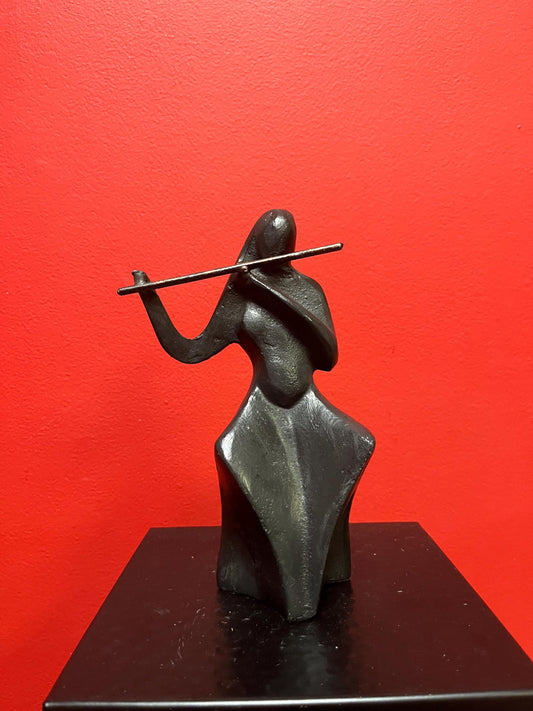 9 inch tall bronze musician  simplistic beauty  heavy and wonderful patina  great value  great gift