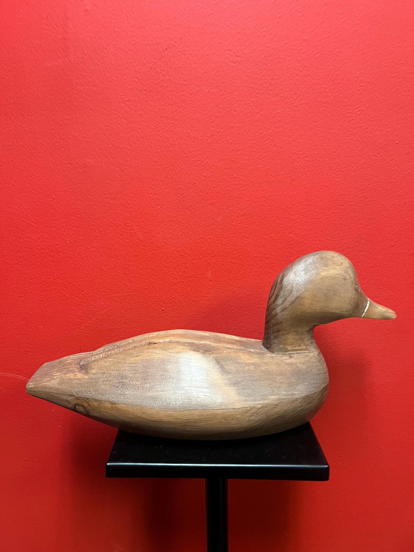 Beautiful 14 x 8 inch signed Canadian wooden duck  great patina  duck decoy  super gift