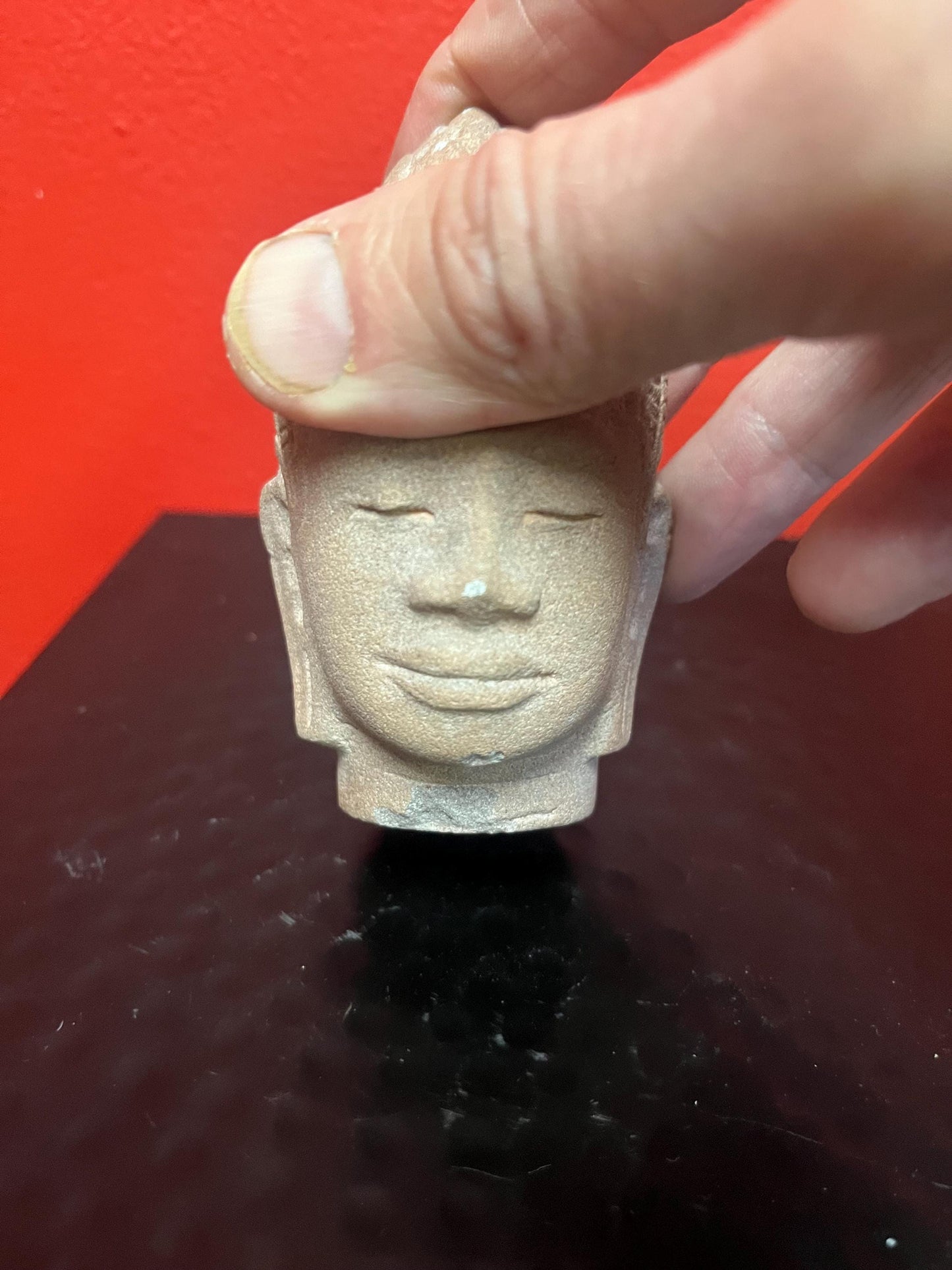 Beautiful 4 inch tall Asian Stone Head with couple chips