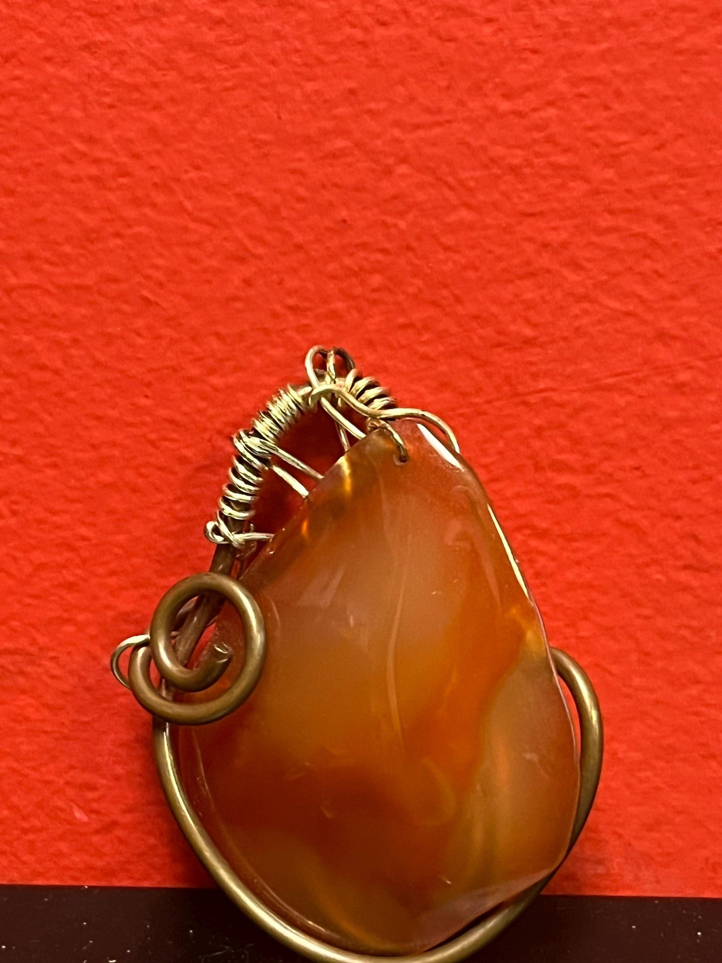 3 inch agate and metal pendant  huge and powerful  great gift